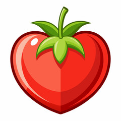 tomato in heart shaped isolated on white background. Heart-Shaped Tomato Icon for AI and Food-Themed Designs.