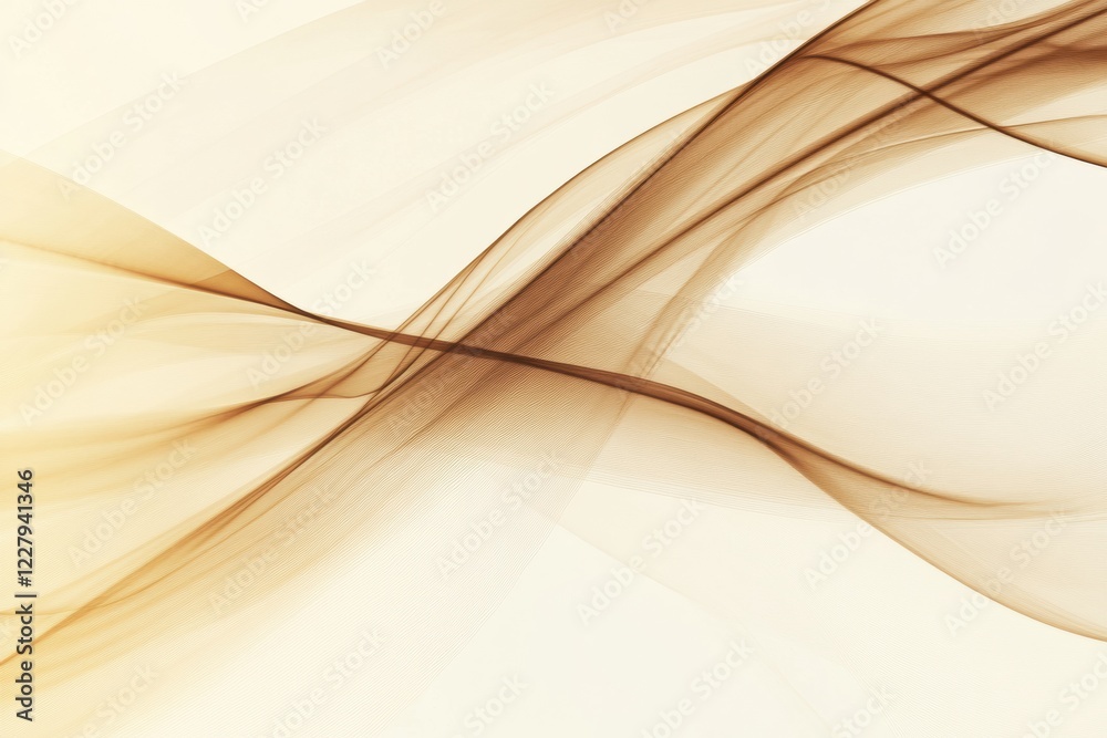 Aufkleber Flowing patterns of soft brown waves create an elegant abstract effect on a light background. Generative AI