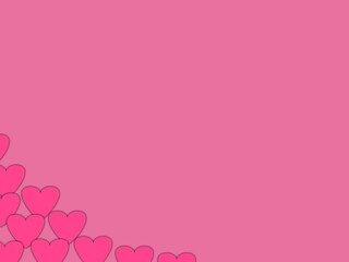 pink background decorated with beautiful love symbols. Valentine's Day celebration