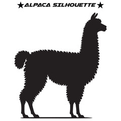 Fototapeta premium Alpaca silhouette vector illustration. 