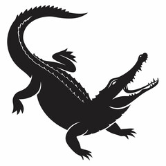 Crocodile vector silhouette black design white background