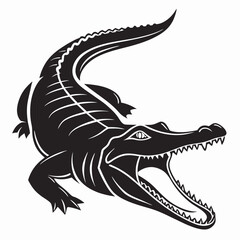 Crocodile vector silhouette black design white background