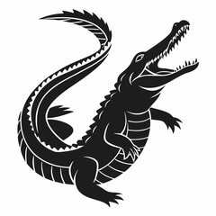 Crocodile vector silhouette black design white background