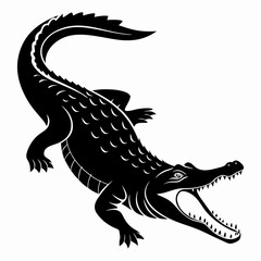 Crocodile vector silhouette black design white background