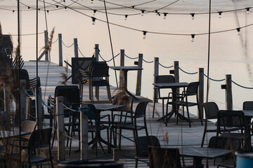 Krajobraz nad wodą, Goczałkowice zdrój, mglisty poranek.  © Elżbieta Kaps