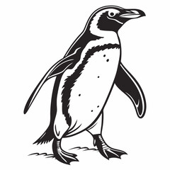 penguin vector silhouette black design white background