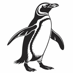 penguin vector silhouette black design white background