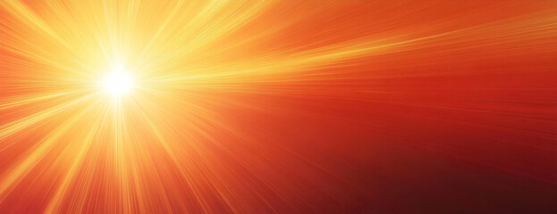 Bright sun rays burst, orange sky, digital art