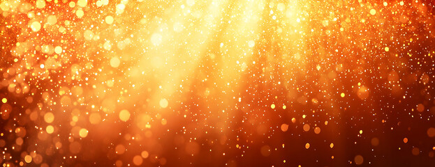 Obraz premium Golden bokeh burst; dark background; festive