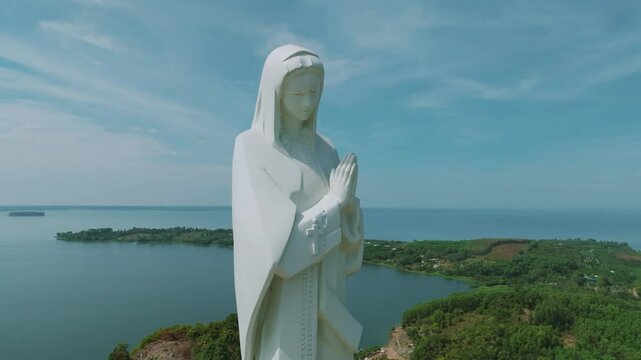 4K Aerial view of Our Lady of Nui Cui, A Pilgrimage in Dong Nai, Vietnam