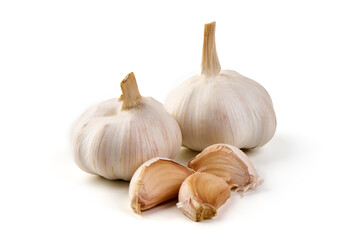 Obraz premium Fresh garlic, isolated on white background.