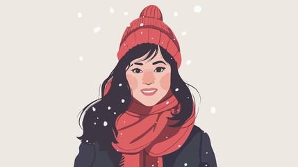Stylish Winter Fashion Portrait of Smiling Woman Looking at Camera