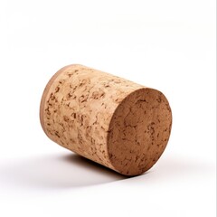 One Wine Cork on a White Background. Isolated Stopper Object for Beverage or Drink