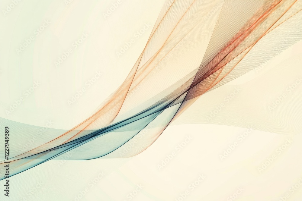 Poster Soft flowing lines in muted tones create an abstract composition for modern design projects. Generative AI