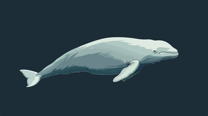 Fototapeta premium Beluga Whale Isolated Flat Vector Illustration
