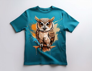 t shirt mockup with owl and splashes ready for dtf print
