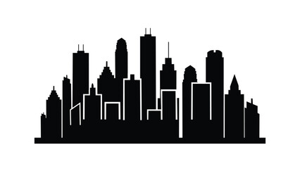 Obraz premium Black City skyline vector art on white background 
