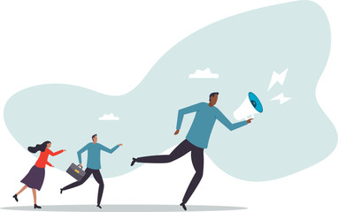 Obraz premium Leadership for team direction, success strategy, lead team to achieve goal, inspiration or motivate employee,business concept.flat character.