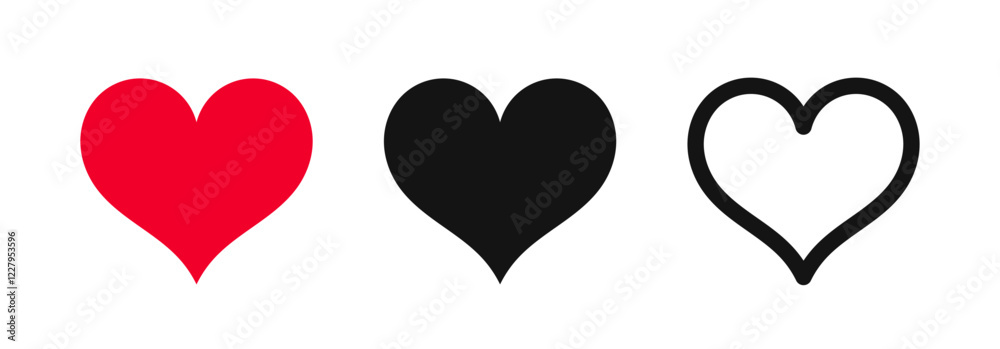 Wall mural hearts flat design icons. vector illustration elements.