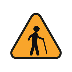 Warning yellow sign with disabled icon people
