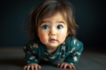 Curious toddler exploring the world, eyes wide with wonder, in a cozy indoor setting during afternoon light