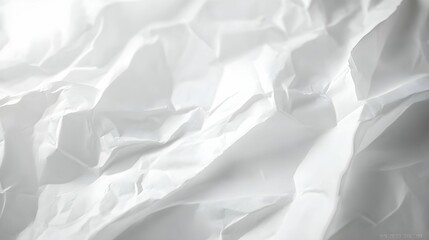 Fototapeta premium Crumpled white paper creating textured layers under soft lighting
