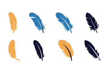 Elegant Feather Pen Icons | Vintage Quill Writing Vector Set