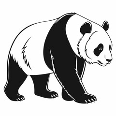 Panda vector silhouette black design white background