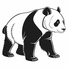 Panda vector silhouette black design white background