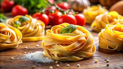 Homemade Italian Fettuccine Pasta: Rustic Tilt-Shift Photography