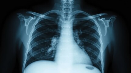 High-Resolution X-Ray Scan of Lungs Showing Pollution Effects