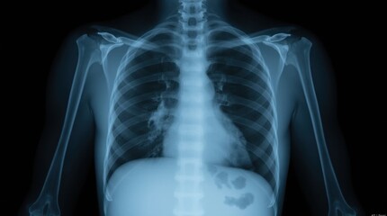 Human Lungs X-Ray Showing Damage
