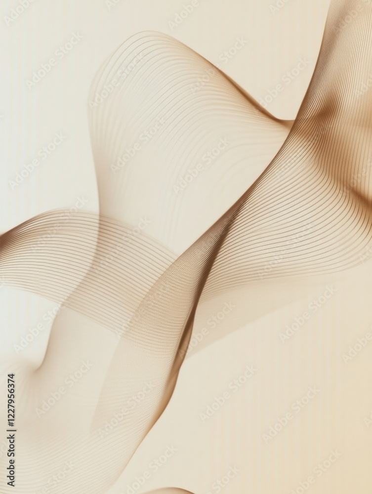 Leinwandbilder Elegant abstract design displaying flowing curves and lines in soft neutral tones, creating a sense of movement and depth. Generative AI