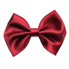 Red bow knot satin decoration isolated on transparent background
