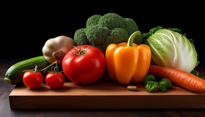 vegetables on a wooden board