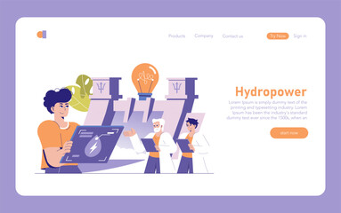 Hydropower. Flat Vector Illustration