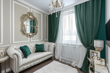 Elegant interior design with chic sofa and decor