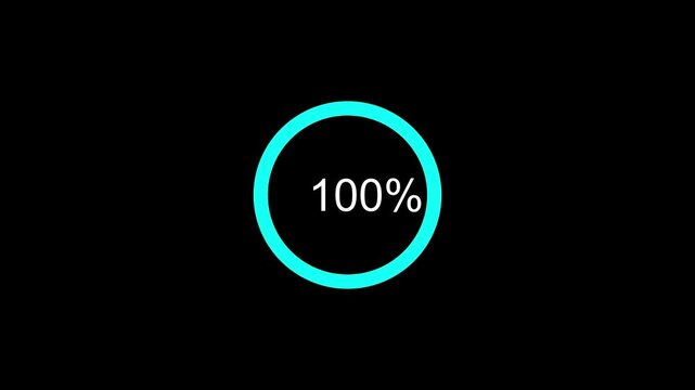Science Futuristic Loading Circle Ring. Loading  Animation 0-100% in blue science effect. light blue  futuristic circle  animation on black screen.