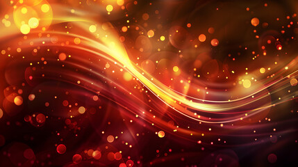 Obraz premium Vibrant abstract background with flowing lines and glowing particles in warm colors.
