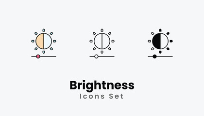 Brightness Icons thin line and glyph vector icon stock illustration