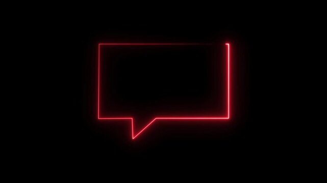 Glowing neon  message icon. message icon with download symbol icon concept animation on black background. message icon animation.