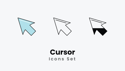 Naklejka premium Cursor Icons thin line and glyph vector icon stock illustration