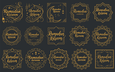 Set of Gold Ramadan Kareem Design Elements