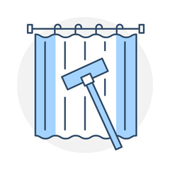 Curtain Cleaning icon. Curtains and Cleaning Tools Representing Fresh and Clean Drapes