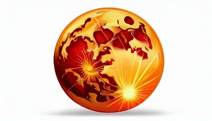 round sun isolated on white background generative ai