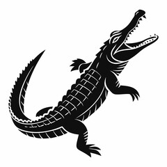 Crocodile vector silhouette black design white background