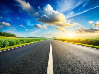 Fototapeta premium Isolated Asphalt Road on White Background - Perfect for Transportation Designs