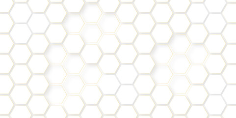 Fototapeta premium Abstract seamless honeycomb hexagon background. Geometric texture white gray pattern design. 