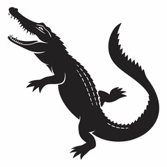 Crocodile vector silhouette black design white background