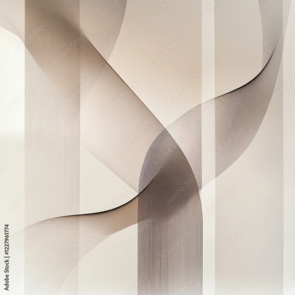 Poster Abstract lines create a flowing design in neutral tones emphasizing movement and elegance in modern art. Generative AI